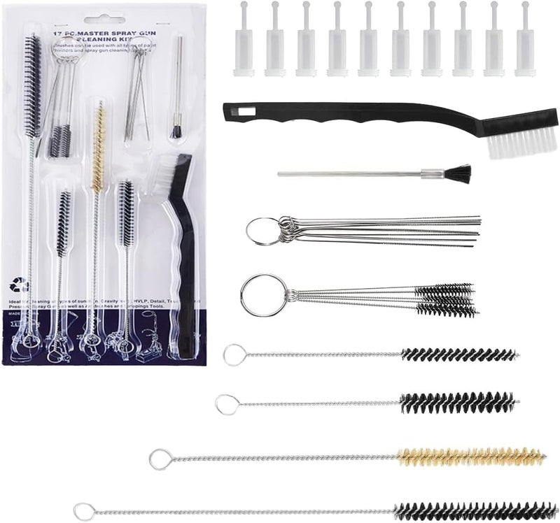 YXCCSE 21 Pcs Spray Tool Cleaning Kit with 10 Pcs Spray Tool Filters, Paint Tool Cleaning Kit Spray Tool Cleaning Brush,Nylon Brushe, Mini Brushes, Metal Tube Cleaning Brush - Image 1
